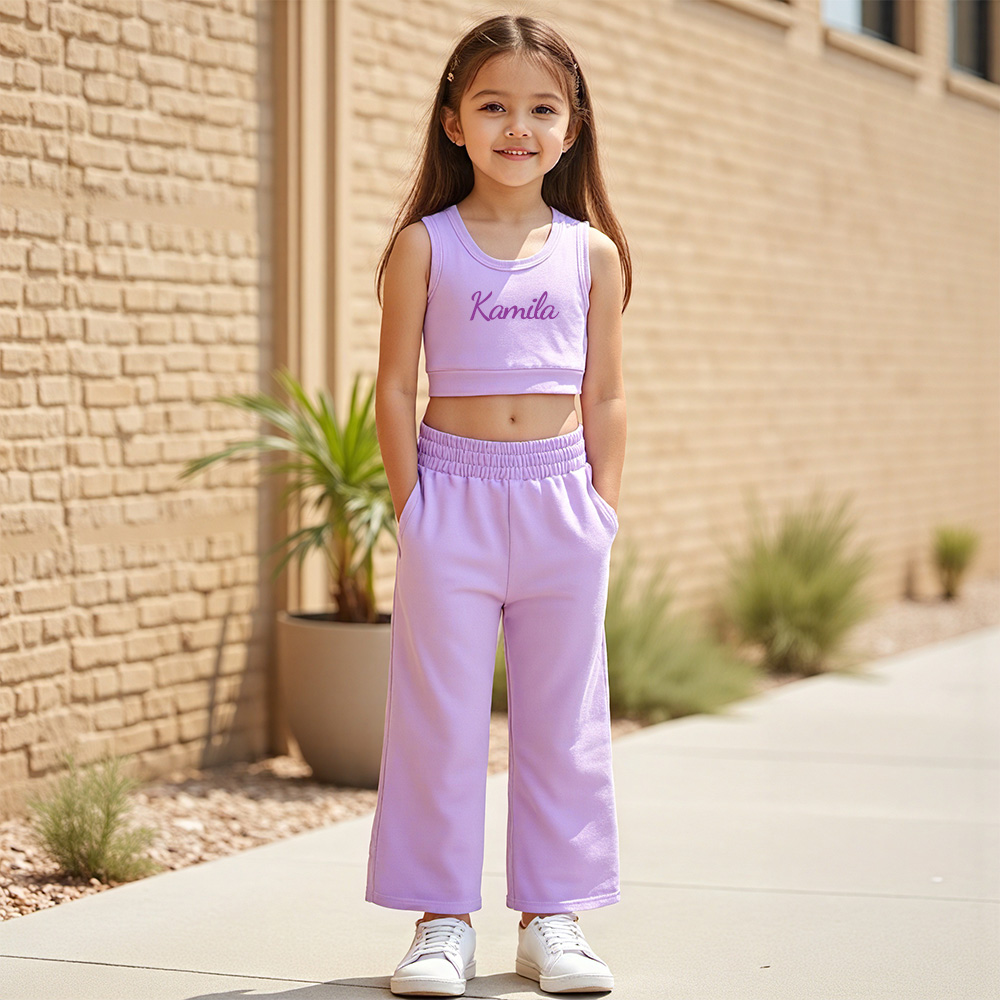 Personalized 2PCS Girl Summer Sleeveless Vest Set| Cloth222