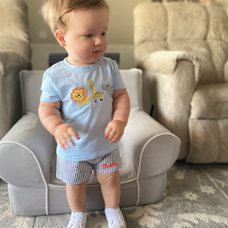 Personalized Kids Color Gingham shorts| Pants01