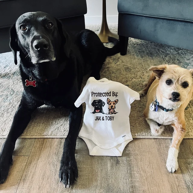 Personalized Baby Protected By Dog Onesie| BBCloth16