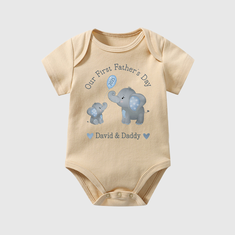 Personalized Our First Father's Day Elephant Cozy Onesie| BBcloth2218