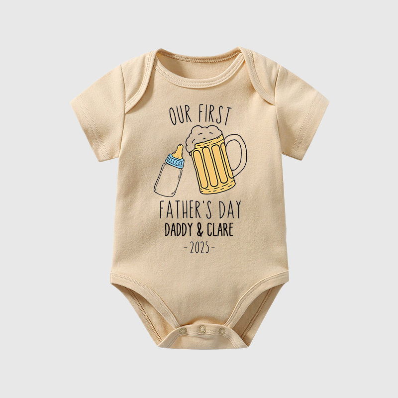 Personalized Funny Our First Father's Day Cozy Onesie| BBcloth2221