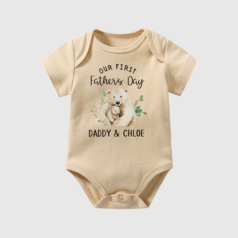 Personalized Happy First Father's Day Baby Cozy Onesie| BBcloth2228