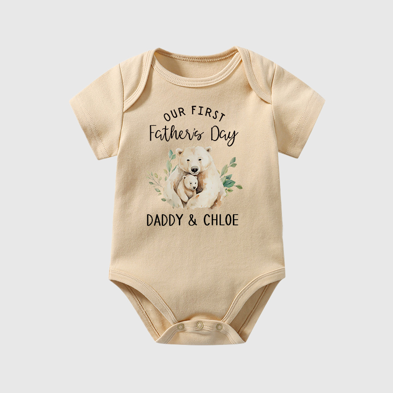 Personalized Happy First Father's Day Baby Cozy Onesie| BBcloth2228