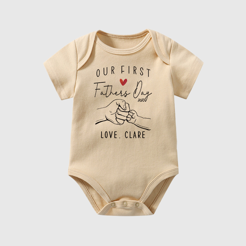 Personalized Our First Father's Day Baby Cozy Onesie| BBcloth2232