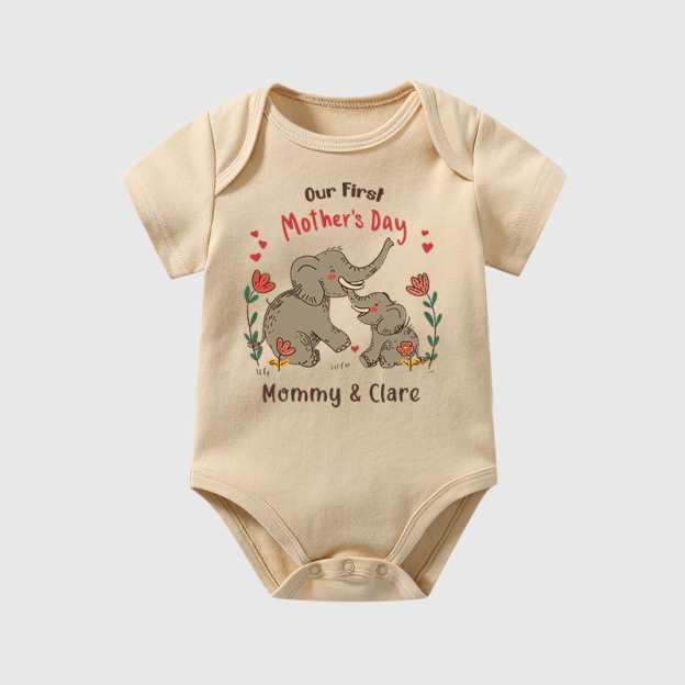 Personalized Our First Mother's Day Baby Cozy Onesie| BBcloth2215