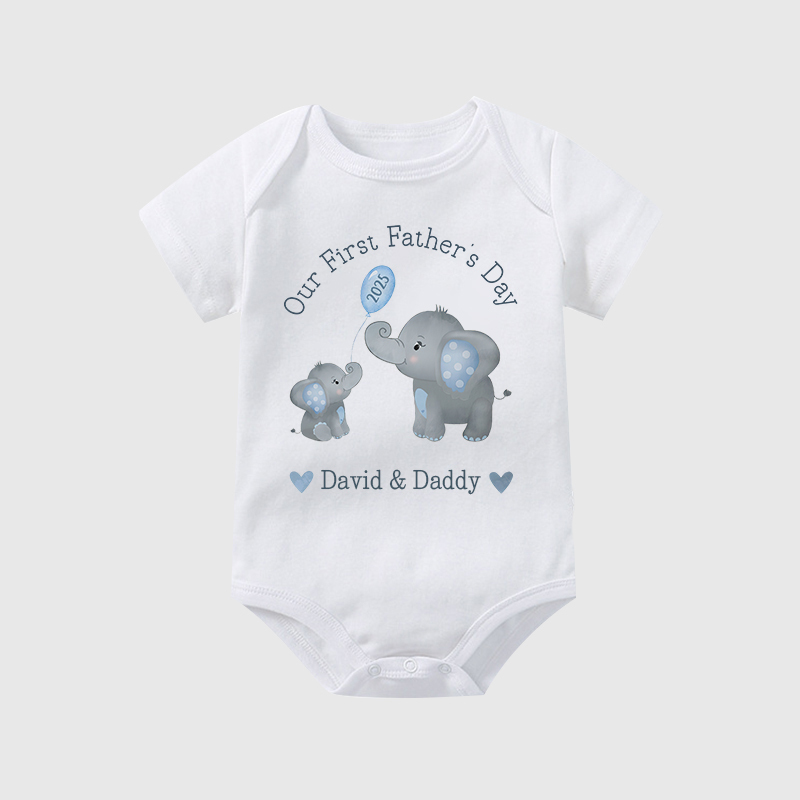 Personalized Our First Father's Day Elephant Cozy Onesie| BBcloth2218