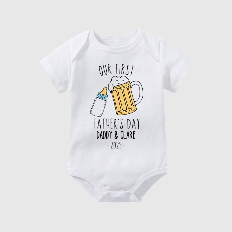 Personalized Funny Our First Father's Day Cozy Onesie| BBcloth2221