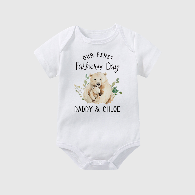 Personalized Happy First Father's Day Baby Cozy Onesie| BBcloth2228