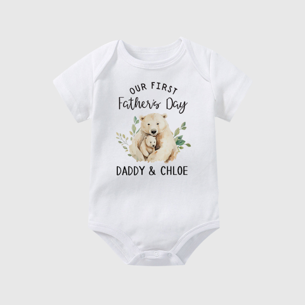 Personalized Happy First Father's Day Baby Cozy Onesie| BBcloth2228