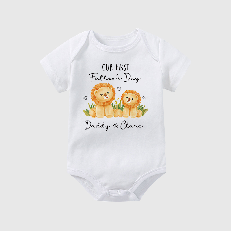 Personalized Our First Father's Day Baby Cozy Onesie| BBcloth2230