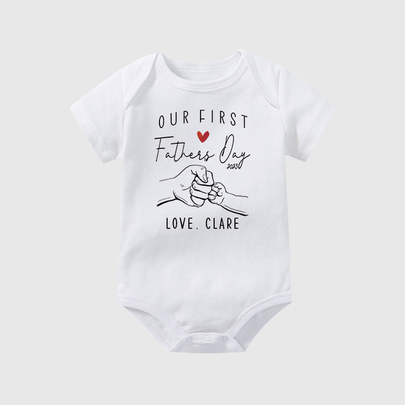 Personalized Our First Father's Day Baby Cozy Onesie| BBcloth2232