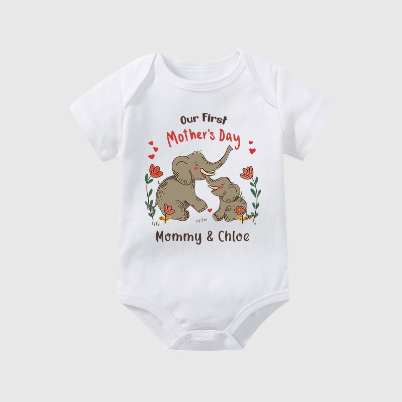 Personalized Our First Mother's Day Baby Cozy Onesie| BBcloth2215