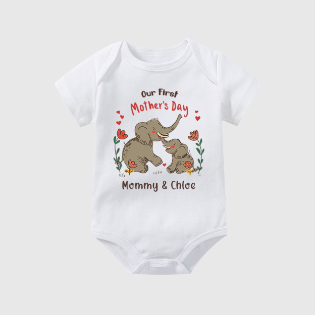 Personalized Our First Mother's Day Baby Cozy Onesie| BBcloth2215