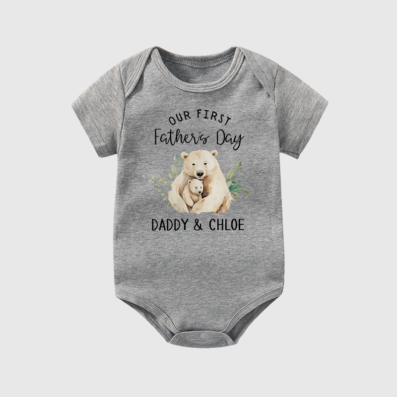 Personalized Happy First Father's Day Baby Cozy Onesie| BBcloth2228