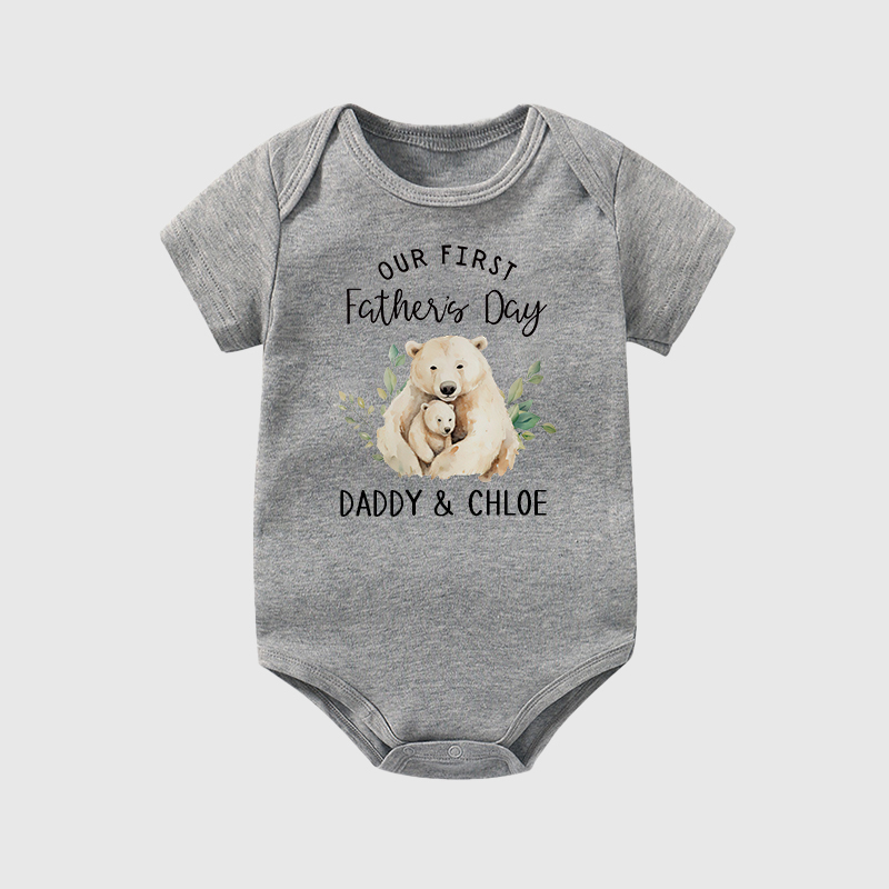 Personalized Happy First Father's Day Baby Cozy Onesie| BBcloth2228