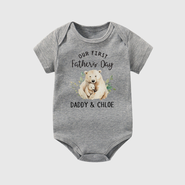Personalized Happy First Father's Day Baby Cozy Onesie| BBcloth2228