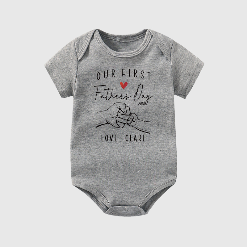 Personalized Our First Father's Day Baby Cozy Onesie| BBcloth2232