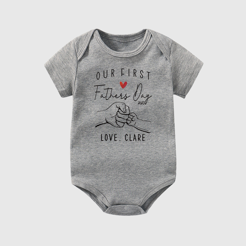 Personalized Our First Father's Day Baby Cozy Onesie| BBcloth2232