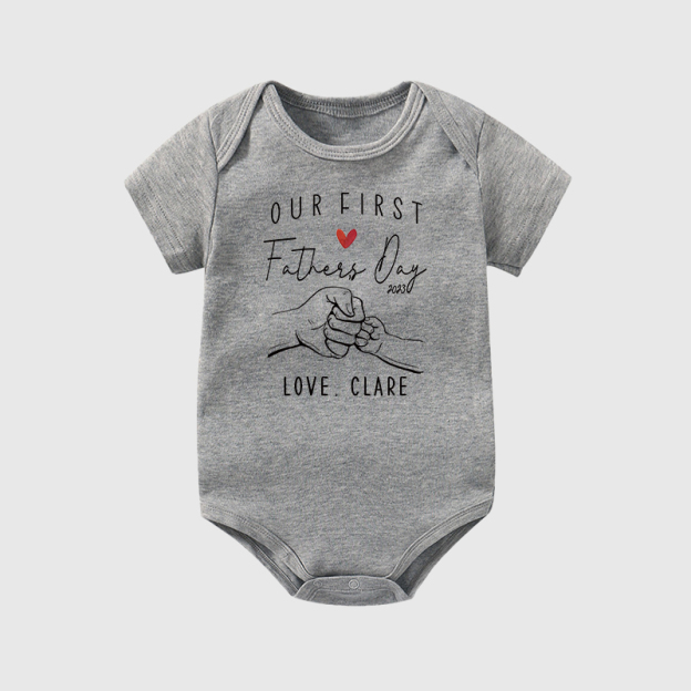 Personalized Our First Father's Day Baby Cozy Onesie| BBcloth2232