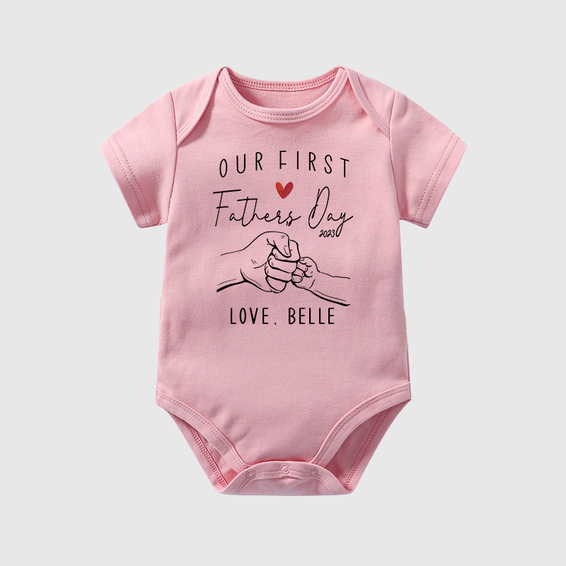Personalized Our First Father's Day Baby Cozy Onesie| BBcloth2232