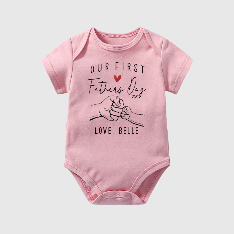 Personalized Our First Father's Day Baby Cozy Onesie| BBcloth2232