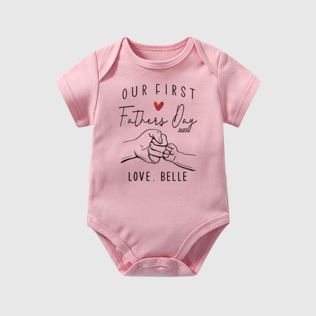Personalized Our First Father's Day Baby Cozy Onesie| BBcloth2232
