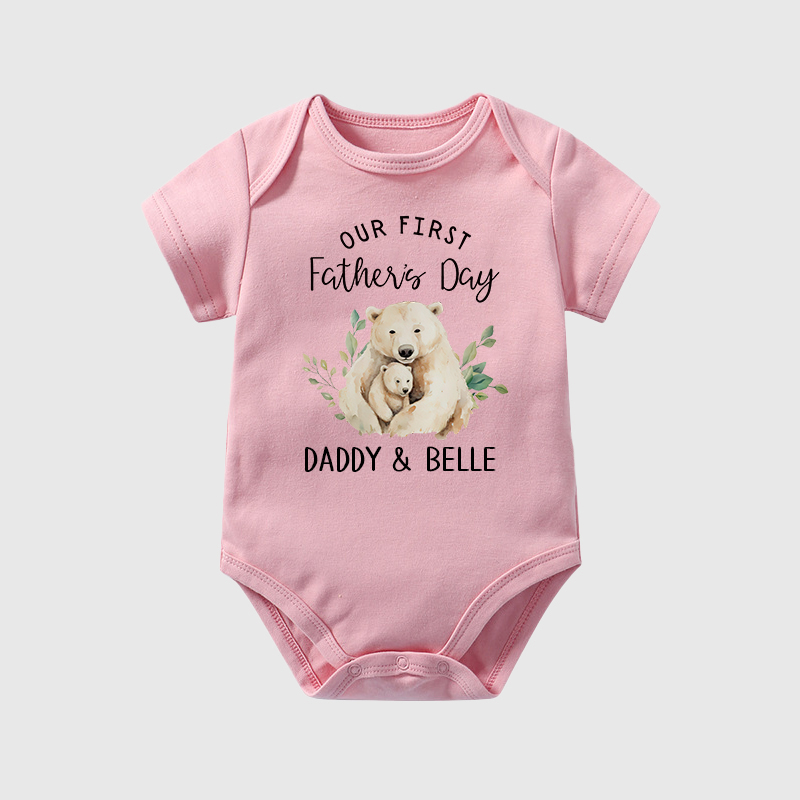 Personalized Happy First Father's Day Baby Cozy Onesie| BBcloth2228