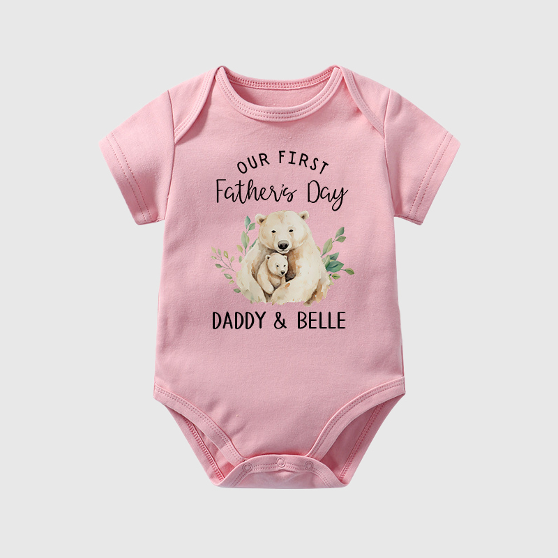 Personalized Happy First Father's Day Baby Cozy Onesie| BBcloth2228