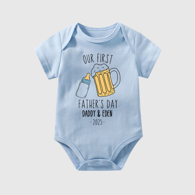 Personalized Funny Our First Father's Day Cozy Onesie| BBcloth2221
