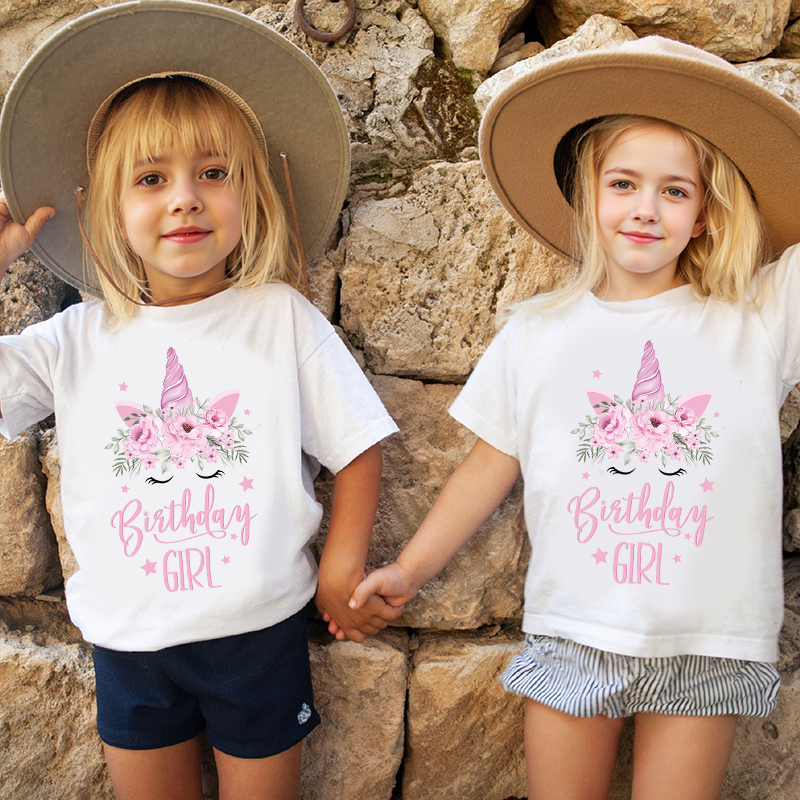 Personalized Girl Unicorn Birthday Party T-Shirt| Cloth1447