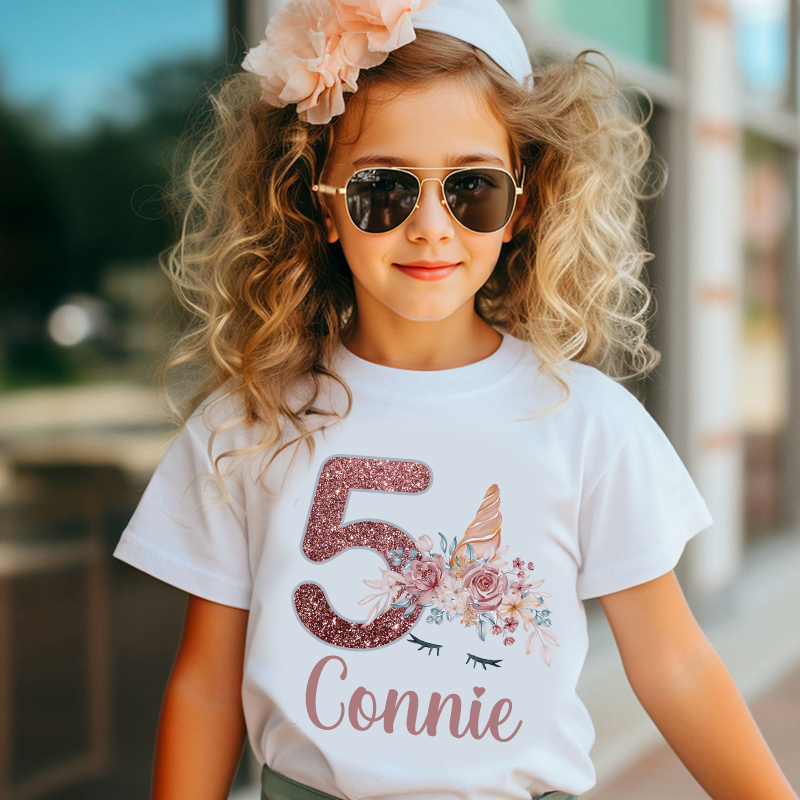 Personalized Girl Unicorn Birthday Party T-Shirt| Cloth1448