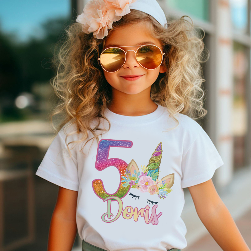 Personalized Girl Unicorn Birthday Party T-Shirt| Cloth1450