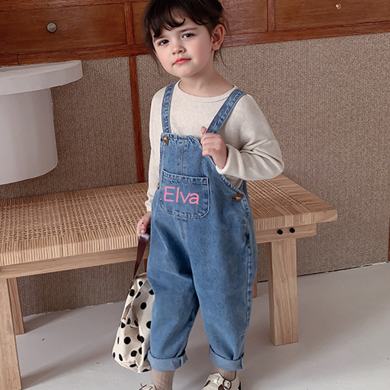 Personalized Kids Oversized Denim Loose Overalls| Pants10