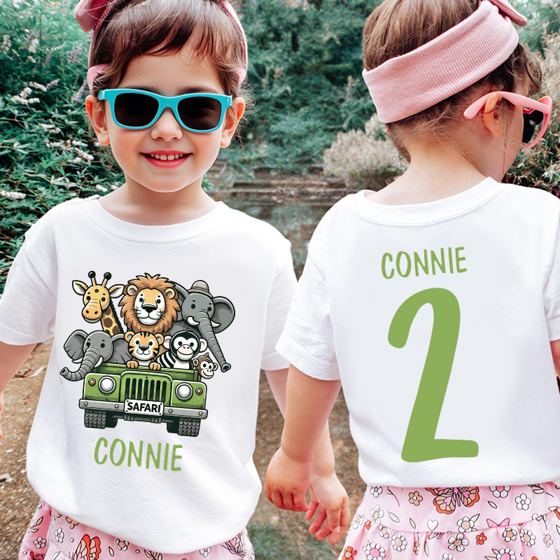 Personalized Kid Safari Birthday Cozy T-Shirt| Cloth1445