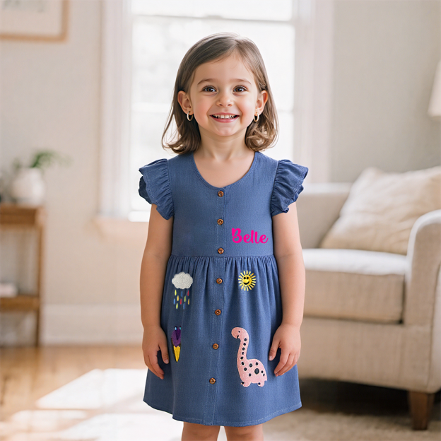 Personalized Girls Monogrammed Denim Dress| Dress20