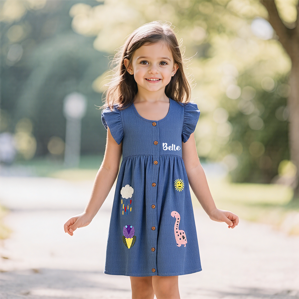 Personalized Girls Monogrammed Denim Dress| Dress20