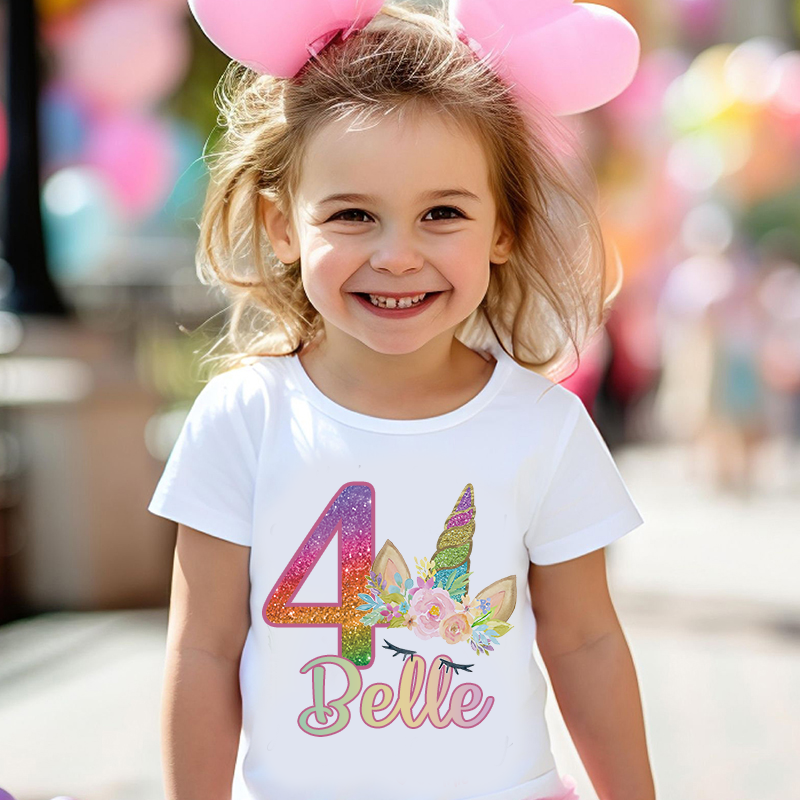 Personalized Girl Unicorn Birthday Party T-Shirt| Cloth1450