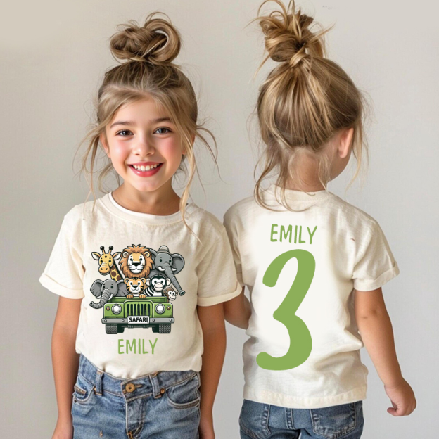 Personalized Kid Safari Birthday Cozy T-Shirt| Cloth1445