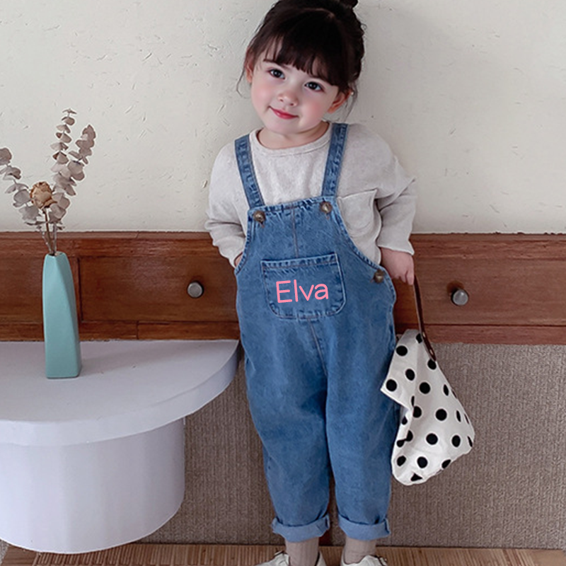 Personalized Kids Oversized Denim Loose Overalls| Pants10