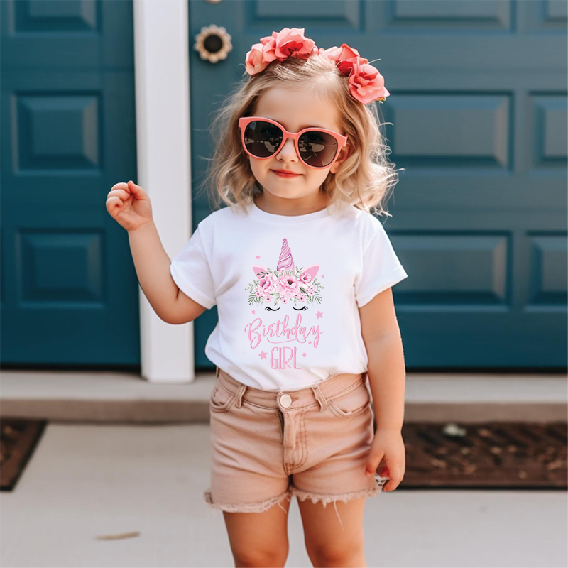 Personalized Girl Unicorn Birthday Party T-Shirt| Cloth1447
