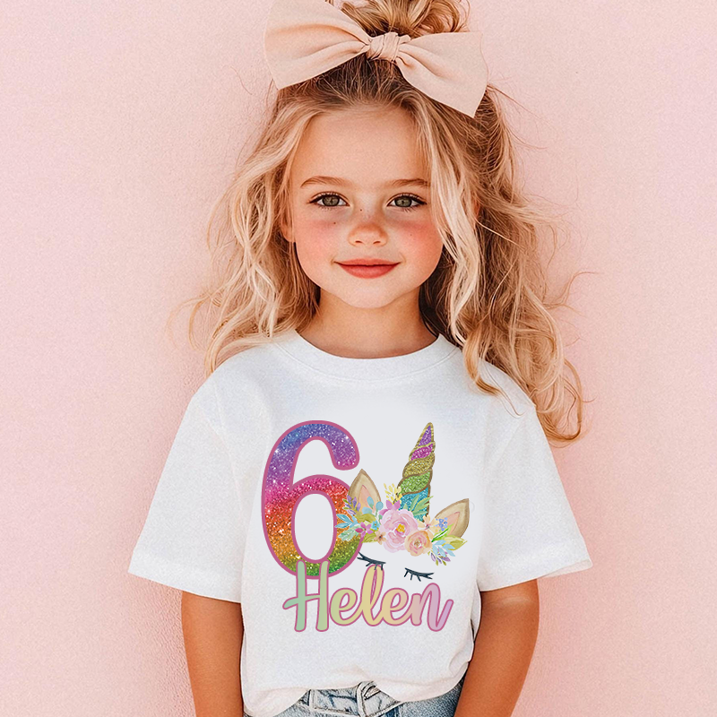 Personalized Girl Unicorn Birthday Party T-Shirt| Cloth1450