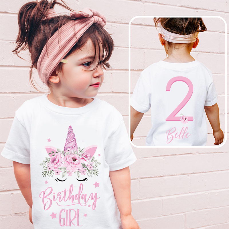 Personalized Girl Unicorn Birthday Party T-Shirt| Cloth1447