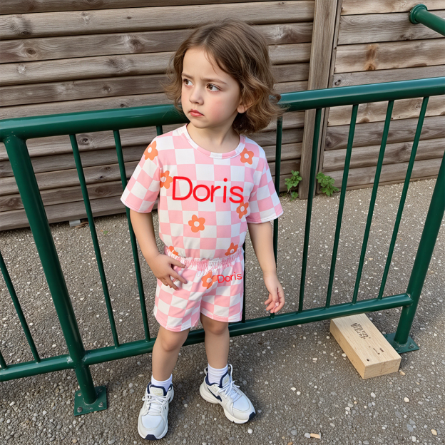 Personalized Girl Summer Floral Toddler Shorts Set| Cloth220