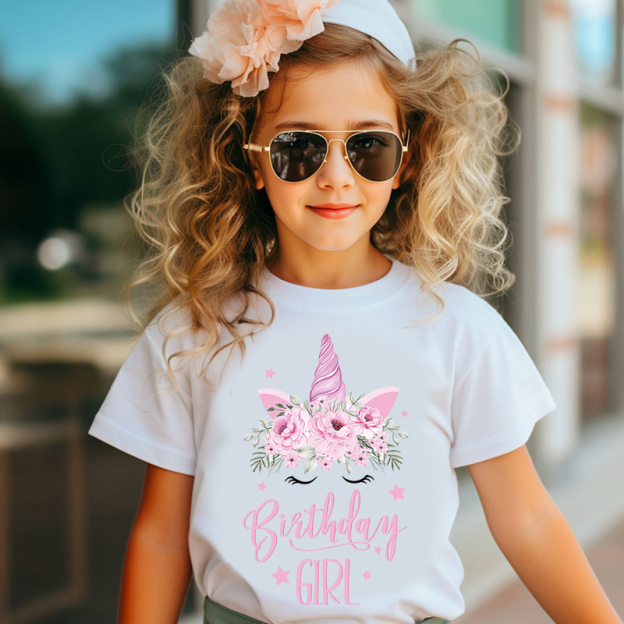 Personalized Girl Unicorn Birthday Party T-Shirt| Cloth1447