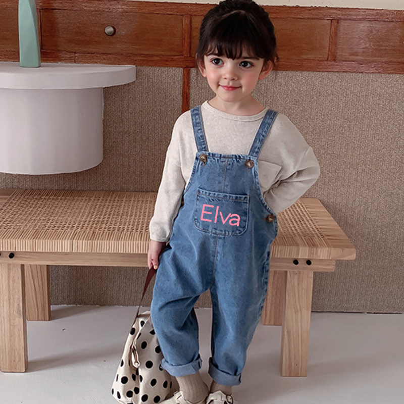 Personalized Kids Oversized Denim Loose Overalls| Pants10