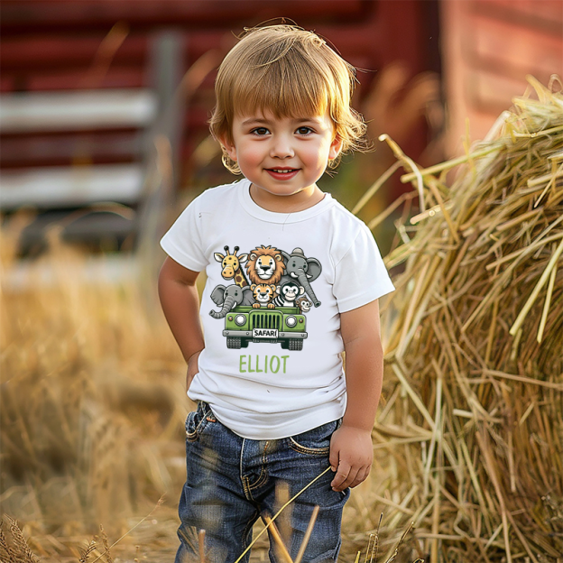 Personalized Kid Safari Birthday Cozy T-Shirt| Cloth1445