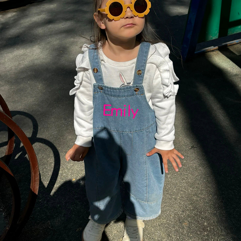 Personalized Kids Oversized Denim Loose Overalls| Pants07