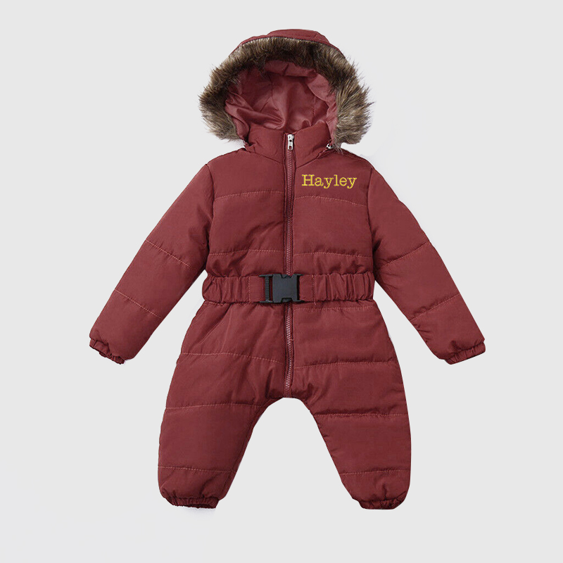 Personalized Baby Fur Lined Hood Cozy Snowsuit| Cloth93