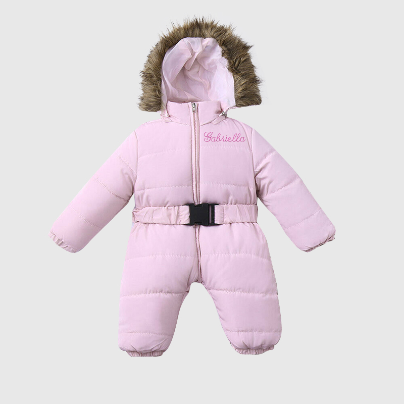 Personalized Baby Fur Lined Hood Cozy Snowsuit| Cloth93