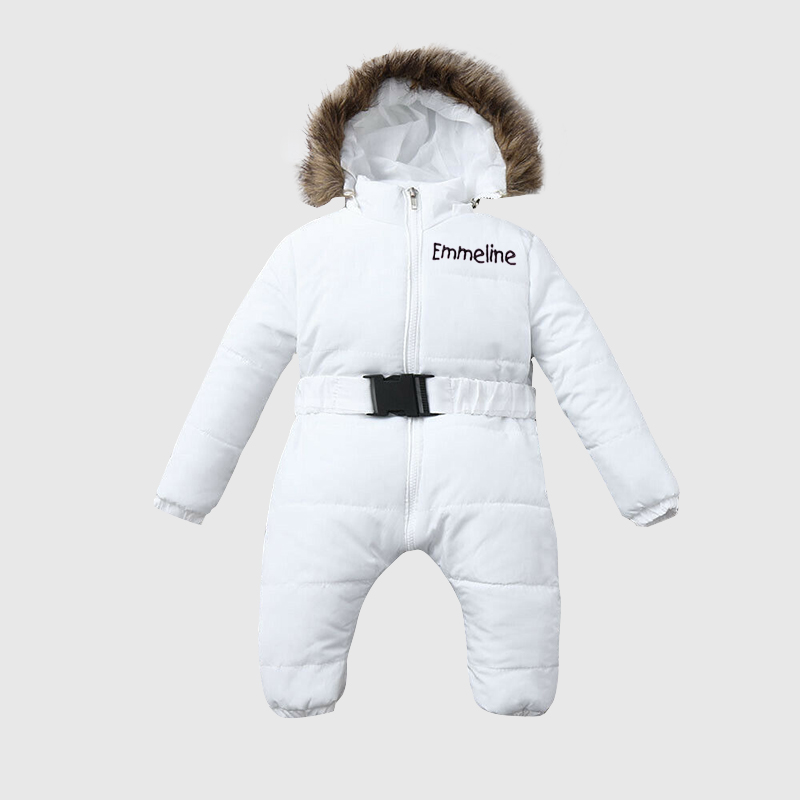 Personalized Baby Fur Lined Hood Cozy Snowsuit| Cloth93